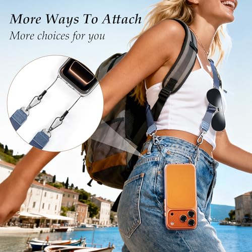 Multifunctional Phone Lanyard Adjustable Anti-Theft Crossbody Phone Strap - color: Blue