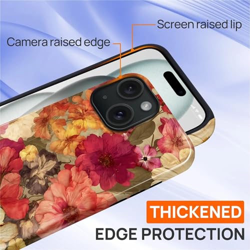 Case for iPhone 15 Plus, Shockproof Hybrid Protective Phone Case, Dual-Layer Drop Protection Anti-Scratch, Pressed Flower - color: Pressed Flower, size: iPhone 15 Plus