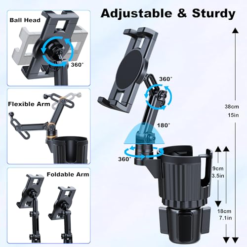 Cup Holder Tablet Mount, Ipad Cup Holder Car Mount with Adjustable Arm for Tablet iPhone 3-11in iPad Pro Air Mini, Fire, iPhone 15, Galaxy S24 Z Fold 5 (Pack of 2) - size: 3-13 inches (Pack of 2)
