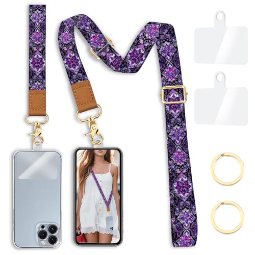 Yonlevres Phone Lanyard Crossbody Strap Wrist Neck Adjustable Women Boho - color: Bohemian Pl