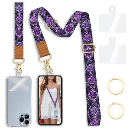 Yonlevres Phone Lanyard Crossbody Strap Wrist Neck Adjustable Women Boho - color: Bohemian Pl