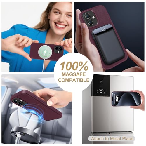 Harryshell Compatible with iPhone 16 Plus Case Wallet Multi Zipper Detachable Removable Cover with RFID Blocking Card Slot Holder Mirror Crossbody Strap (Compatible with Magsafe - Quilted Burgundy) - color: Compatible with Magsafe - Quilted Burgundy, size