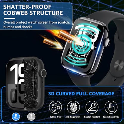 Compatible for Apple Watch Series11/Series 10 Screen Protector 42mm, Tempered Glass 𝐇𝐢𝐝𝐞 𝐒𝐜𝐫𝐚𝐭𝐜𝐡𝐞𝐬 Full Coverage Bubble Free HD Film for iWatch Seires 10 42mm - 2 Pack - size: 42mm