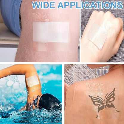 Waterproof Bandages Transparent Film Dressing, 4 Inch x 10.94 Yard - Second Skin Healing Protective, Clear Adhesive Bandages Shower Shield Dressing Tape for Tattoos Aftercare Swimming - size: 4 Inch x 10.94 Yard