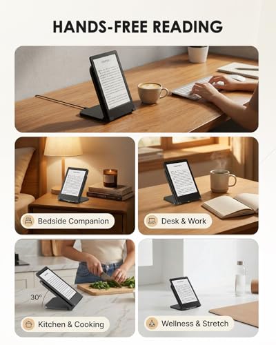 Doohoeek Foldable Wireless Charging Dock Compatible with Kindle Paperwhite Signature (2022/2024), Colorsoft Signature &Galaxy Ebook, Compack Charger with Adjustable Angle, Portable Dock