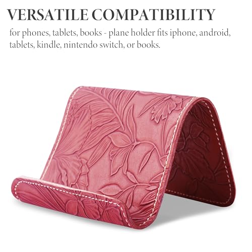 Airplane Travel Essentials for Flying Flex Flap Cell Phone Holder & Flexible Tablet Stand for Desk, Bed, Treadmill, Home & in-Flight Airplane Travel Accessories(1-Carved Red) - color: 1-Carved Red
