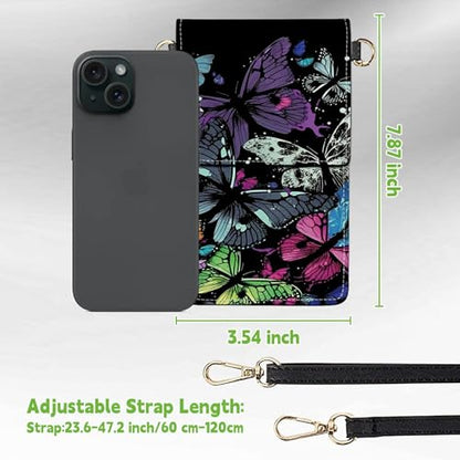 Small Crossbody Bags with Adjustable Shoulder Strap - color: Colorful Butterflies