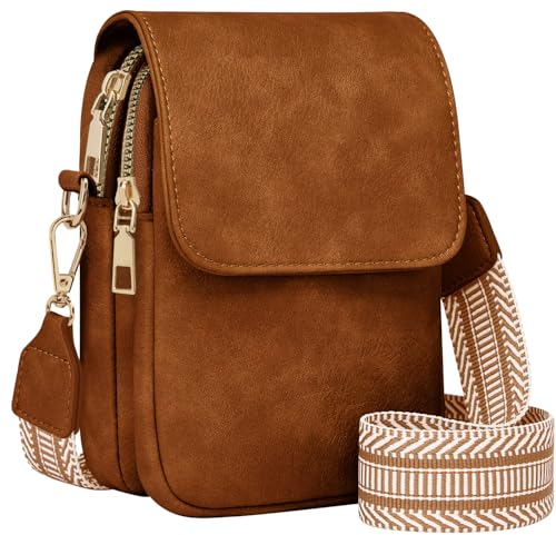 Fashion Small Crossbody Bags for Women Trendy Designer Cell Phone Purses | Adjustable Straps,with Card Holder,Detachable Wristlet Strap,small Cross Body Bag for Woman,Mini Bags,Travel Purse,Work,Gym - color: Brown