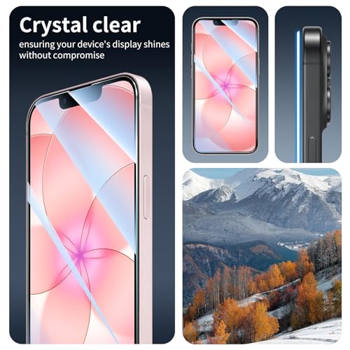 3+3+1-Pack, Screen Protector and Camera Lens Protector for iPhone 17e/16e with Installation Alignment Aid, Tempered Glass Film, Impact-Protection, HD, Anti-Scratch, 9H Hardness - size: 17e/16e Clear 3+3+Align