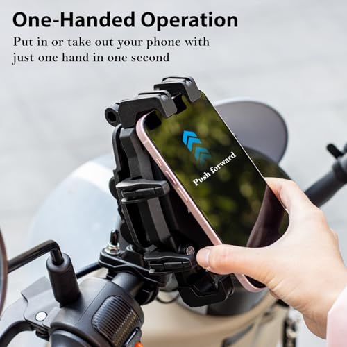 EMERK Motorcycle Phone Mount - Anti-Shake Phone Holder with Vibration Dampener Fits 4.7''-7.2'' Smartphones, Adjustable Heavy-Duty Handlebar Mount for Bike Bicycle Scooter ATV (0.5''-1.3'' Handlebars)