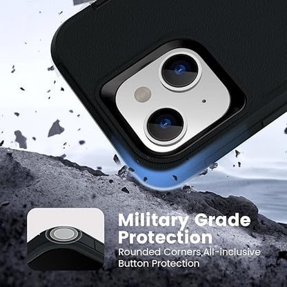 Compatible with iPhone 15/14/13 Phone Case, Dual Layer Shockproof Full Body Cover Military Grade Drop Protection Heavy Duty Phone Case for Women & Men (Black) - color: Black