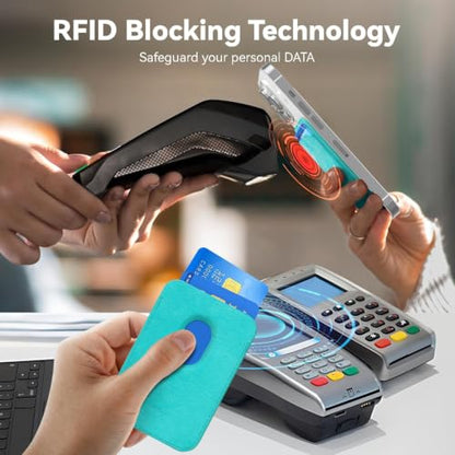 Magnetic Wallet Cell Phone Card Holder for Phone Case with Mag-Safe | Stronger Magnetic RFID Leather Phone Wallet Stick on Series of iPhone 17/16/15/14/13/12 and Pro/Promax, Aqua Teal - color: Aqua Teal, size: 1 Pack