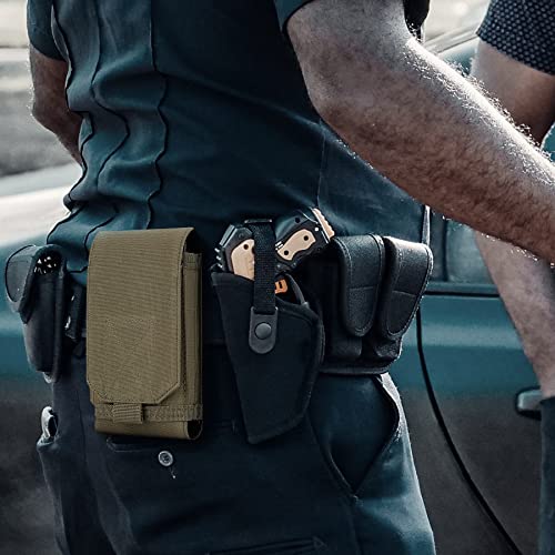 Tactical Molle Phone Cover Case, Heavy Duty Loop Belt Holster Pouch for iPhone 17 Pro Max/16 Pro Max/16 Plus/16 Pro/16/15 Pro Max/14 Pro Max/13 Pro Max, for Galaxy S24 Ultra - color: Khaki
