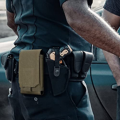 Tactical Molle Phone Cover Case, Heavy Duty Loop Belt Holster Pouch for iPhone 17 Pro Max/16 Pro Max/16 Plus/16 Pro/16/15 Pro Max/14 Pro Max/13 Pro Max, for Galaxy S24 Ultra - color: Khaki