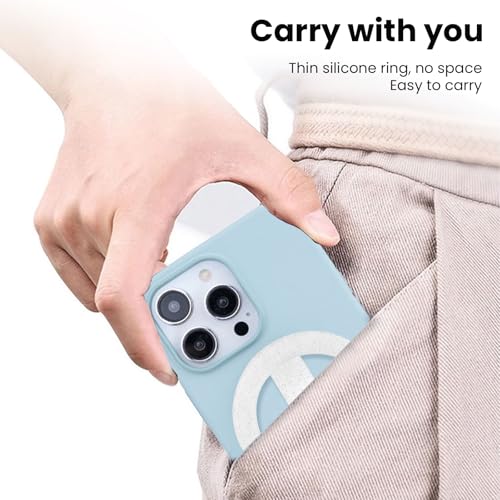 Magnetic Silicone Phone Grip Ring Holder Compatible with MagSafe Phone Case - color: Starlight White
