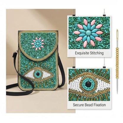 Small Crossbody Bags for Women, Cell Phone Shoulder Bag Boho Wallet Purse - color: Green