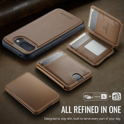 Wallet Case for Google Pixel 10a Compatible with MagSafe for Men Women, 2 in 1 Detachable Magnetic Phone Case with Card Holder Kickstand RFID Blocking for Pixel 10a (Brown) - color: Brown