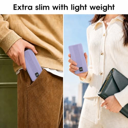 10000mAh Portable Charger with 4 Built-in Cables, 22.5W Fast Charging Power Bank, LED Display, Slim Travel Battery Pack for iPhone 17/16/15/14, Samsung Galaxy, iPad & More - color: Purple