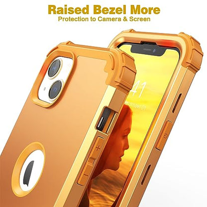IDweel for iPhone 15 Case with Screen Protector,Luxury 3 in 1 Shockproof Slim Fit Hybrid Heavy Duty Protection Glitter Hard PC Cover Soft Silicone Bumper Full Body Case,Sundial Yellow - color: Sundial Yellow