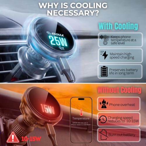 25W Cooling Magnetic Wireless Car Charger Air Vent Phone Holder