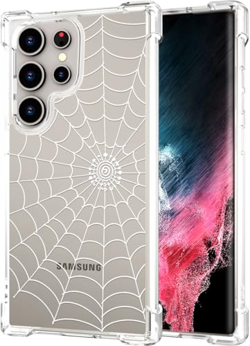 Hungo Galaxy S24 Ultra Case for Women Clear Design Cute,Girly Girls Case Compatible with Samsung Galaxy S24 Ultra Spider Web Design - color: Spider Web Design