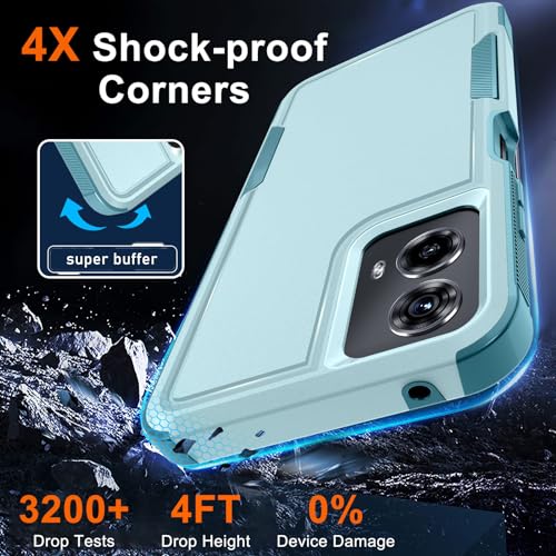 Case Compatible with Moto G 5G 2024, Full Body Heavy Duty Rugged Shockproof Protective Phone Cover with Lanyard Strap, Tempered Glass Screen Protector, Mint Green | with Tempered Glass Screen Protector+Lanyard Strap,Rugged Shockproof Protective Phone Case