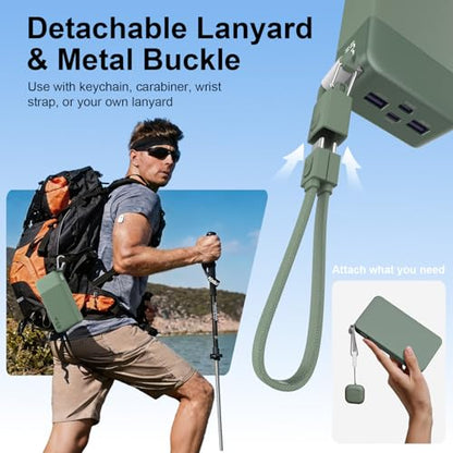 NOBIS Portable Charger 20000mAh 45W Power Bank w/Detachable Cable - color: Green