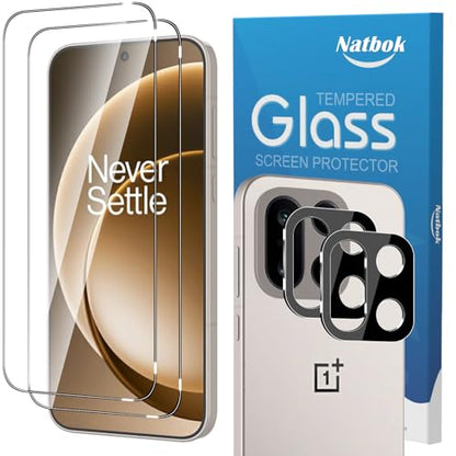 2+2 Pack for OnePlus 15 Screen Protector with Camera Lens Protector, Full Coverage 9H Tempered Glass Film,HD Clear Scratch Resistant,Bubble-Free for One Plus 15 Screen Protector glass