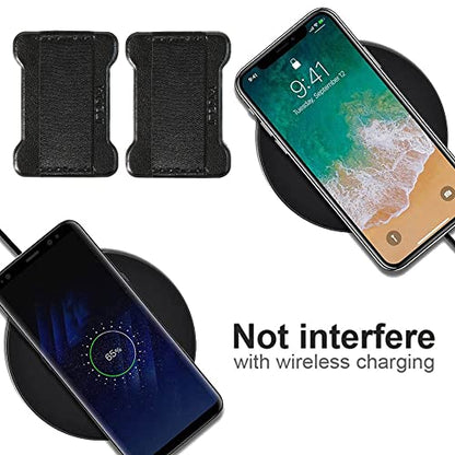 Phone Grip Finger Strap Holder, Phone Gripper for Back of Phone Grip Phone Finger Holder Suitable for iPhone Samsung and Most Smartphones - 2Pack(PU Black) - color: PU Black