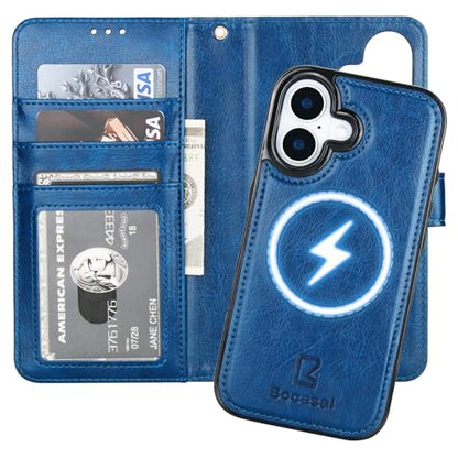 Bocasal for MagSafe Wallet Case Card Holder for iPhone 17, Blue - color: Blue for MagSafe
