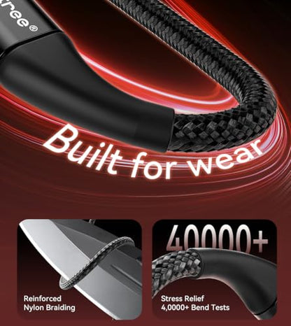 USB C Cable, 4Ft 2-Pack Woven 60W Type-C Fast Charge for iPhone & CarPlay