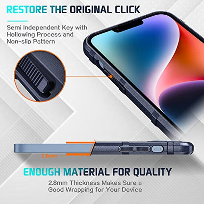 Rugged Shield 8ft Drop Proof TPU Thick Armor Tactical Protective Case Compatible with iPhone 14 Plus (6.7 inches) - Navy Blue - color: Navy Blue, size: iPhone 14 Plus