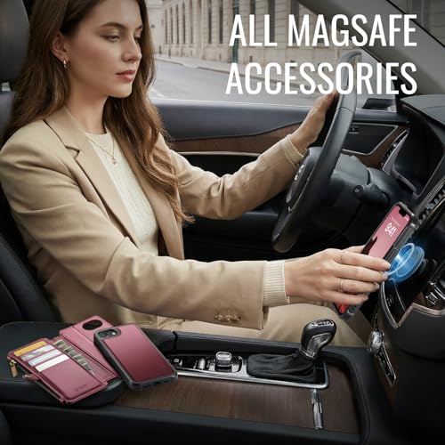 for iPhone 17E - Phone Case Wallet Magnetic Detachable, Burgundy - color: Burgundy, size: iPhone 17e