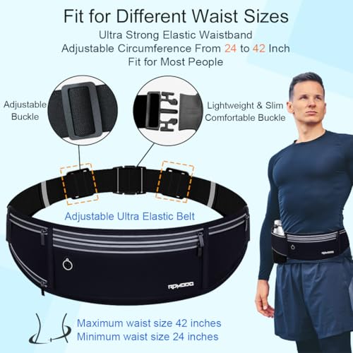 Running Belt with Foldable Water Bottle Holder for Women Men, Black - color: 06-Jet Black
