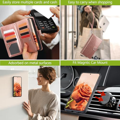 Varikke for Galaxy S25 FE Wallet Case Magnetic Detachable, Rose Gold - color: Rose Gold, size: Galaxy S25 FE 6.7"