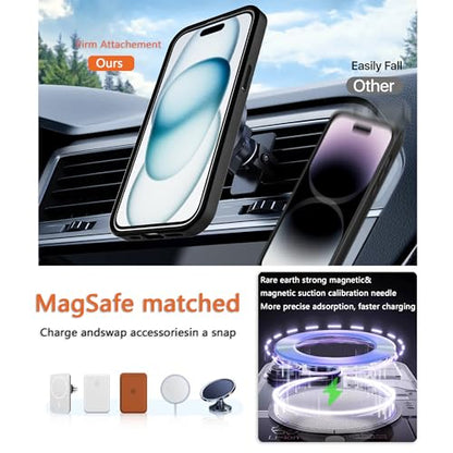 Magnetic iPhone 15 case,Compatible with Magsafe, Military-Grade Protection,Slim Translucent Matte Shockproof with Anti-Scratch Anti-Fingerprint Phone Cover (Black, iPhone 15) - color: Black, size: iPhone 15