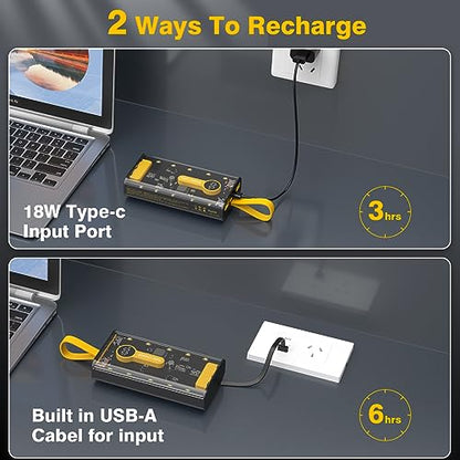 Portable Charger 10000mAh,22.5W Fast Charging Power Bank with Built in Cables,Transparent External Battery Pack with Flashlight,USB C in&out Portable Phone Charger for iPhone Samsung Android Cellphone - color: Transparent+Black