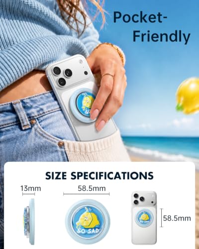 SYNCWIRE Magnetic Phone Ring Holder, for MagSafe Phone Grip Stand Kickstand - color: Mood-Sea Salt Blue