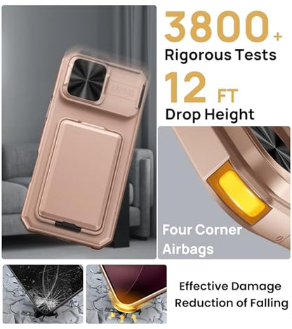 SSLOTSCASE for iPhone 17 Pro Max Case with Wallet & Kickstand, Rose Gold - color: Gold, size: Iphone 17 Pro Max