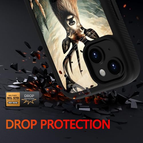 Compatible with iPhone 14 / iPhone 13 Case – Rugged Full-Body Protective Cover for Women Men Dual Layer Shockproof Bumper, Heavy-Duty Phone Case - Deer Flower Mountain 096 - color: Deer Flower Mountain 096