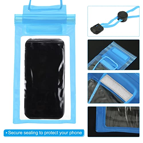 PATIKIL Waterproof Phone Pouch, 2 Pack Universal Lanyard Cellphone Dry Bag Clear Protection Cover Bag for Beach Swimming Pool, Light Blue - color: Light Blue