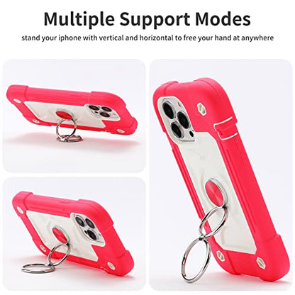 MARKILL Compatible with iPhone 13 Pro Max Case 6.7 Inch with Ring Stand, Heavy-Duty Military Grade Shockproof Phone Kids Cover for iPhone 13 Pro Max Hot Pink - color: Hot Pink, size: iPhone 13 Pro Max 6.7"