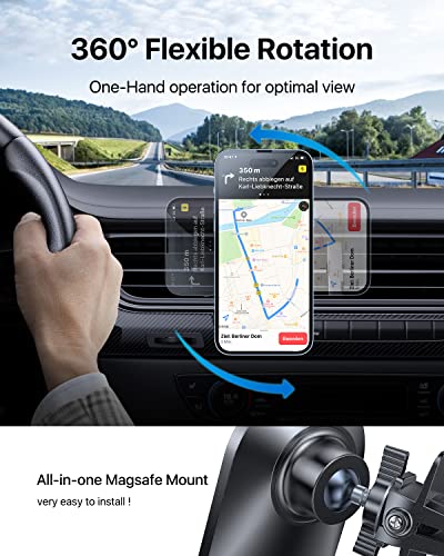 andobil Upgraded for Magsafe Car Mount Pro [Strongest Magnet, Big Phone Friendly] 360° Rotation Magnetic Phone Holder for Car Vent for iPhone 17 Pro Max 16/15/14/13/12 Samsung S26/S25 (Carbon Fiber) - color: Black-P2
