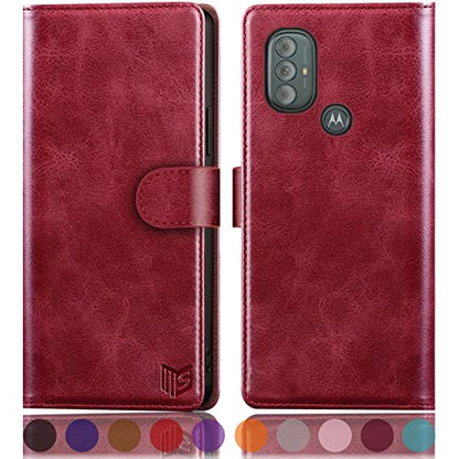 SUANPOT for Motorola（Moto G Power 2022） Wallet case 【RFID Blocking】 Credit Card Holder, Flip Folio Book PU Leather Phone case Shockproof Cover for Women Men Power2022 Red - color: Red