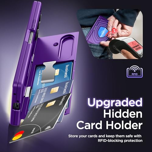 TONGATE Wallet for Z Fold 7 Case with Privacy Screen Protector, Purple - color: Purple