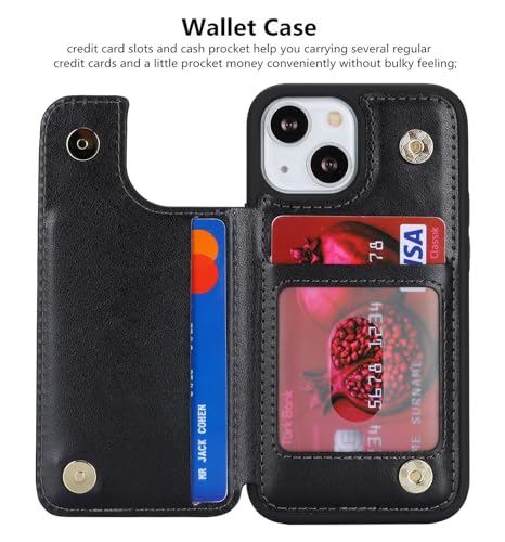 iCoverCase Compatible with iPhone 13 Mini Case with Card Holder, Wallet Phone Case for Women Men RFID Blocking PU Leather Protective Case 5.4 Inch (Black) - color: Black