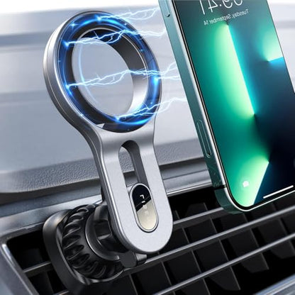 LISEN for Magsafe Car Mount, Strong Magnets Magnetic Phone Holders for Your Car, 360 Degree Adjustable Air Vent Hands Free Car Phone Holder Fit for iPhone 17-12 & All Smartphones, Silver - color: Silver