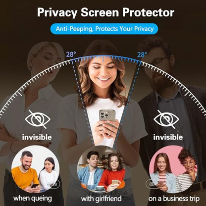 [2+2 Pack] Samsung Galaxy A35 5G 6.6 inch Privacy Screen Protector, 2X Anti Spy Film + 2X Camera Lens Tempered Glass, [28° Anti Peep] [9H Hardness] [Anti-Scratch] [No Bubble] Case Friendly - Black - color: Galaxy A35 Privacy Screen Protector + Camera Lens