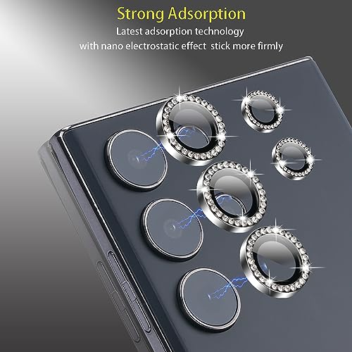 Camera Lens Protector for Samsung Galaxy S23 Ultra, Diamond Silver - color: Diamond Silver