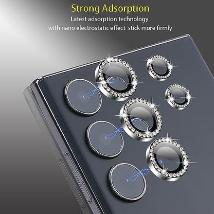 Camera Lens Protector for Samsung Galaxy S23 Ultra, Diamond Silver - color: Diamond Silver